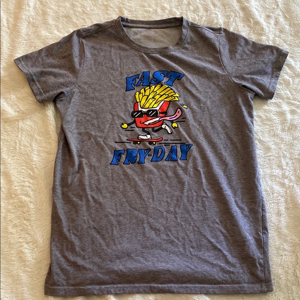 bcg Gray and Blue Short Sleeve Tee with Graphic Design